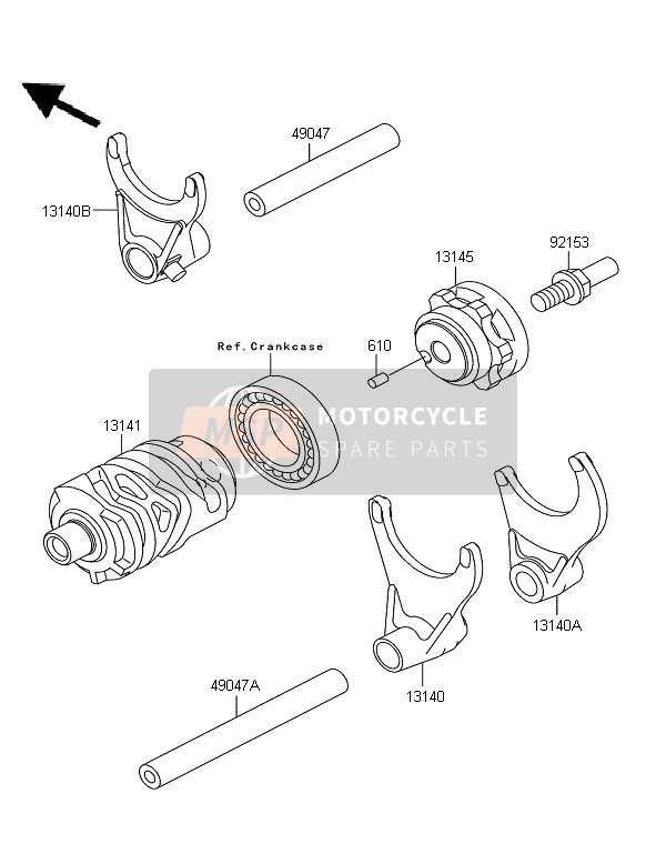 Kawasaki KX250 2006 Gear Change Drum & Shift Fork for a 2006 Kawasaki KX250