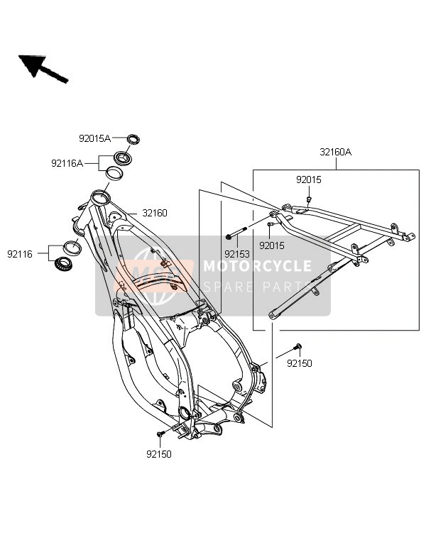 Kawasaki KX250 2006 Cadre pour un 2006 Kawasaki KX250