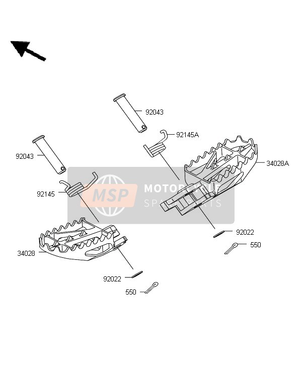 Kawasaki KX250 2006 Footrests for a 2006 Kawasaki KX250