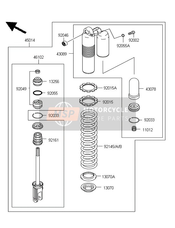 461020073, Rod,Shock Absorber, Kawasaki, 0