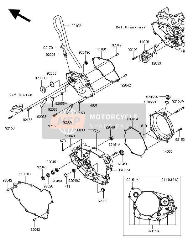 Kawasaki KX450F 2006 Engine Cover 1 for a 2006 Kawasaki KX450F