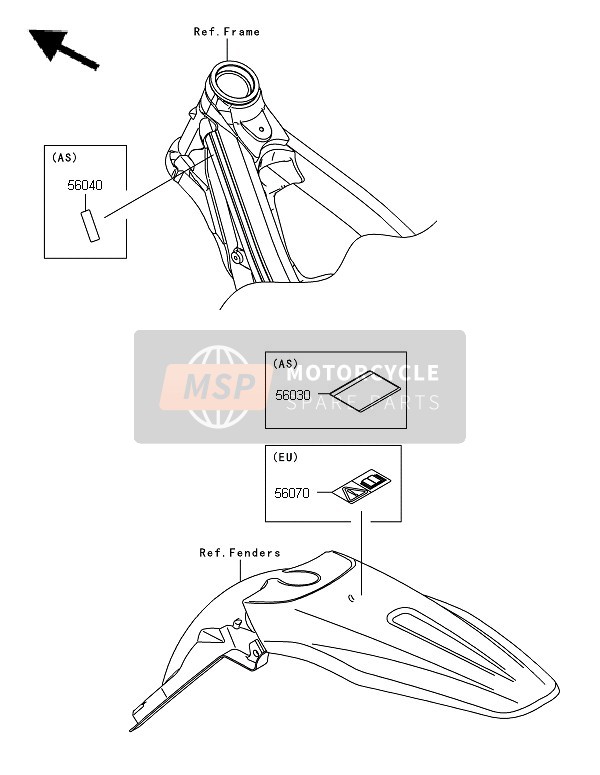 Kawasaki KX450F 2006 Labels for a 2006 Kawasaki KX450F