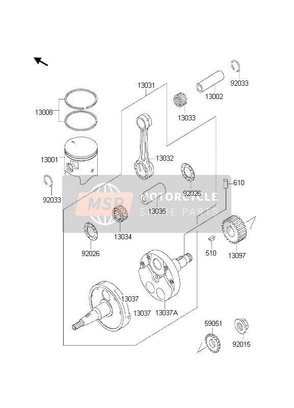 Kawasaki KDX200 2000 Crankshaft & Piston for a 2000 Kawasaki KDX200