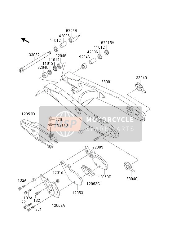 Kawasaki KDX200 2000 Swing Arm for a 2000 Kawasaki KDX200