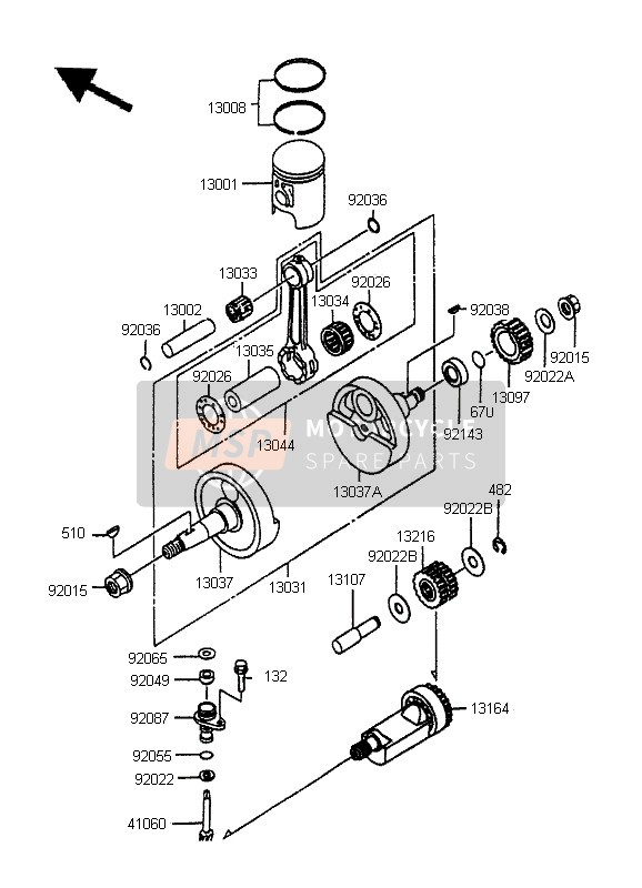 Kawasaki KMX125-LW 1995 Crankshaft & Piston(S) for a 1995 Kawasaki KMX125-LW