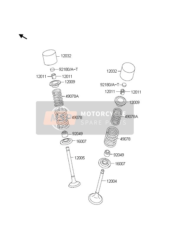 Kawasaki KLX300R 2000 Soupape pour un 2000 Kawasaki KLX300R