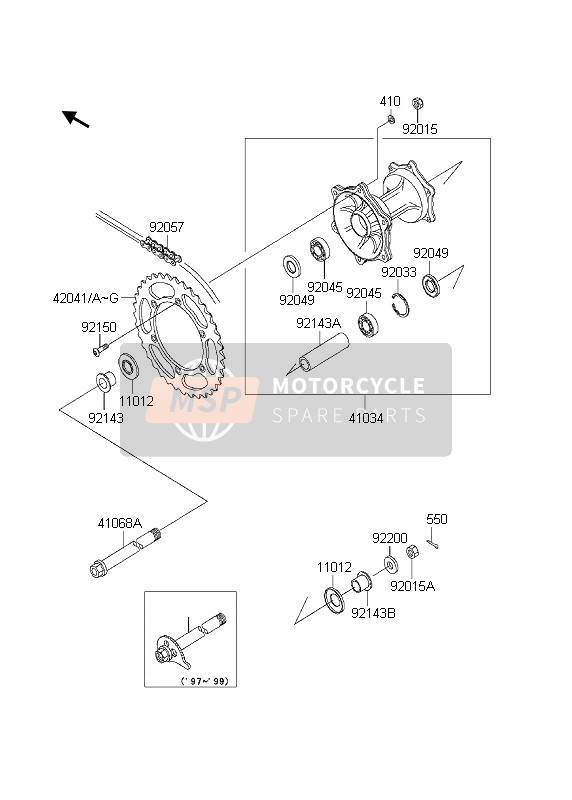 Kawasaki KLX300R 2000 Rear Hub for a 2000 Kawasaki KLX300R