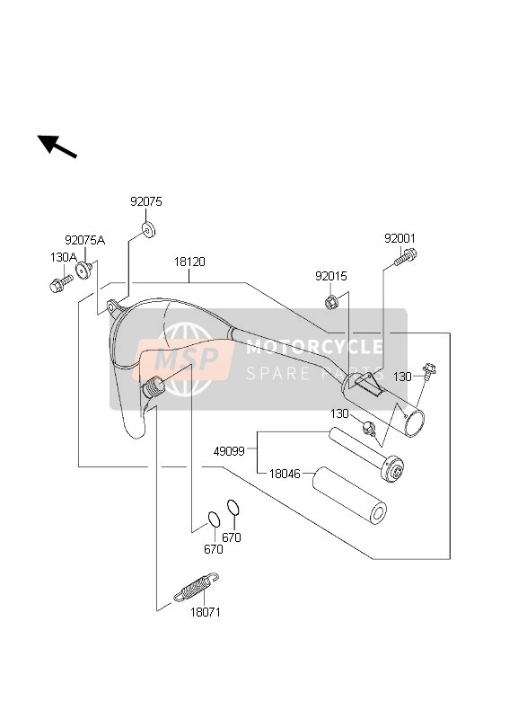 Kawasaki KX60 2000 Muffler for a 2000 Kawasaki KX60