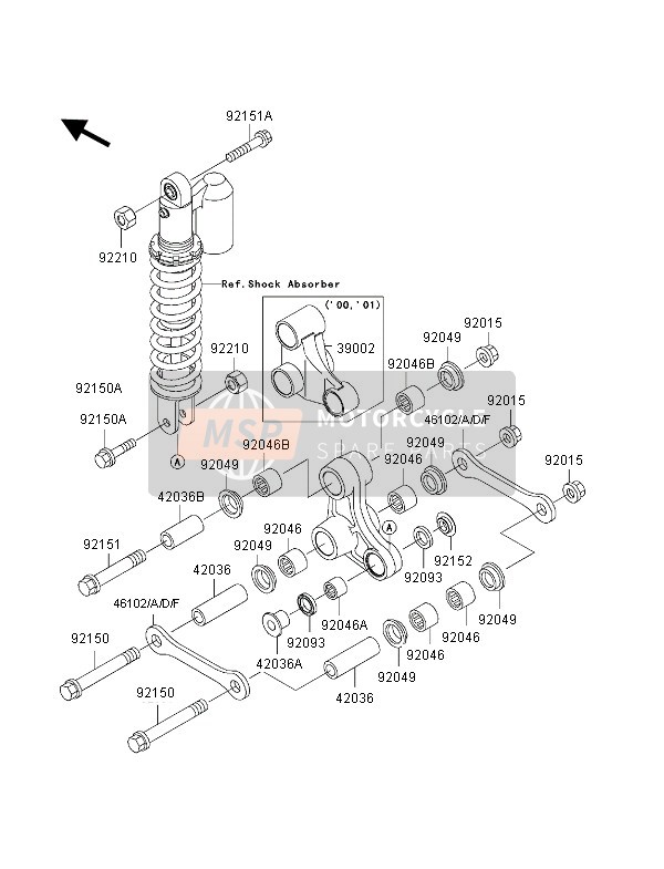 461021431, Rod,Suspension,L=87.3, Kawasaki, 0