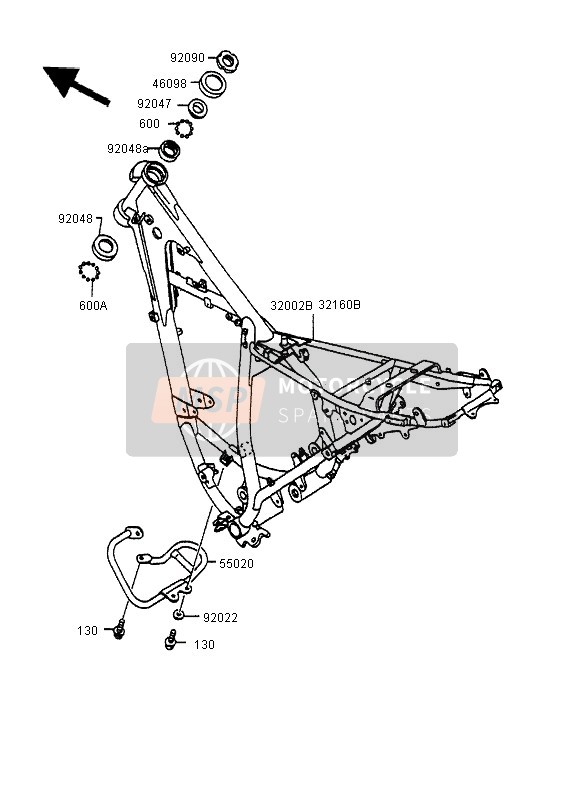 Kawasaki KMX125-LW 1995 Frame for a 1995 Kawasaki KMX125-LW