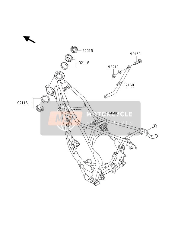 Kawasaki KX80 SW & LW 2000 Frame voor een 2000 Kawasaki KX80 SW & LW