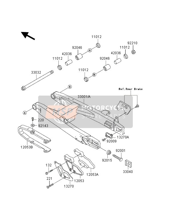 Kawasaki KX80 SW & LW 2000 Bras oscillant pour un 2000 Kawasaki KX80 SW & LW