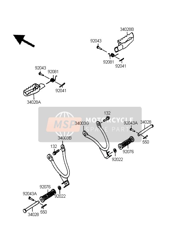 Kawasaki KMX125-LW 1995 Footrests for a 1995 Kawasaki KMX125-LW