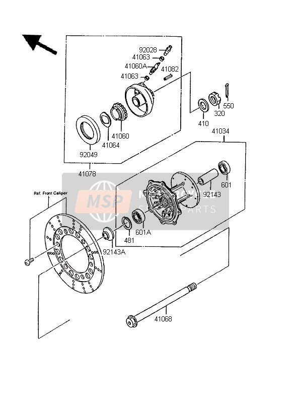 Kawasaki KMX125-LW 1995 Front Hub for a 1995 Kawasaki KMX125-LW