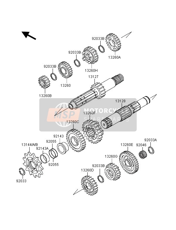 132601892, Gear, Input 3RD, 18T, Kawasaki, 1