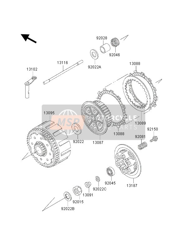 Kawasaki KX500 2000 Embrague para un 2000 Kawasaki KX500