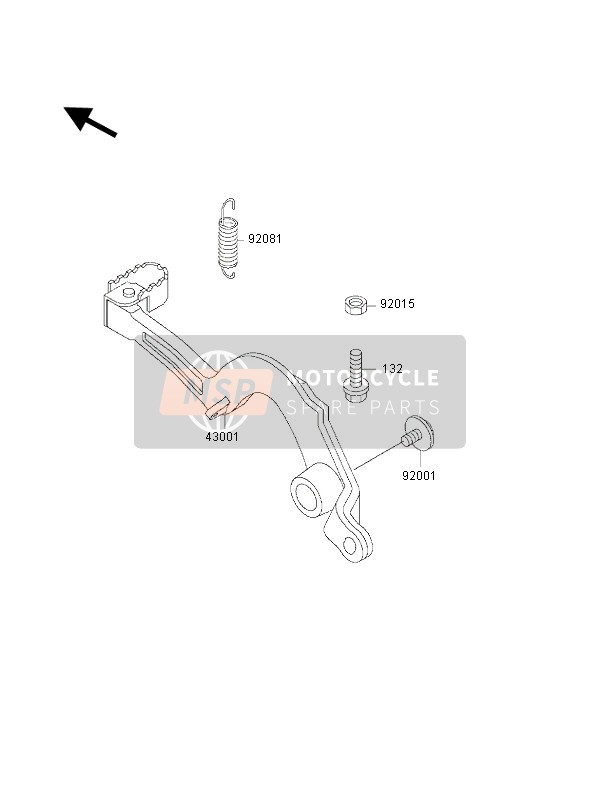 Kawasaki KX500 2000 Brake Pedal for a 2000 Kawasaki KX500