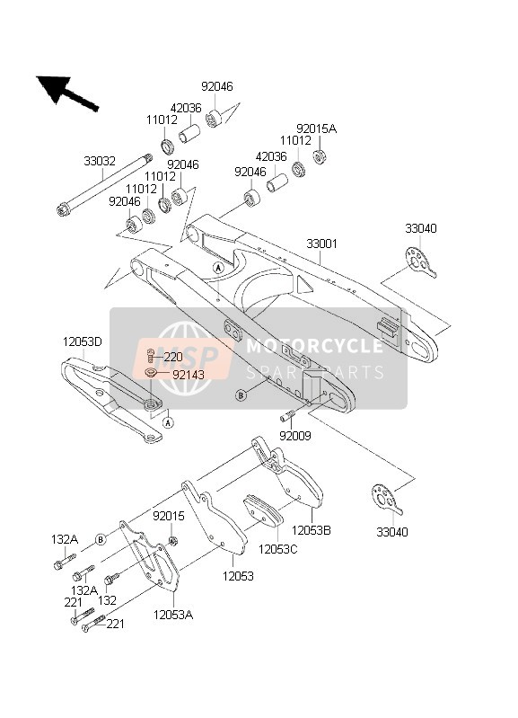 Kawasaki KDX200 2001 Swing Arm for a 2001 Kawasaki KDX200