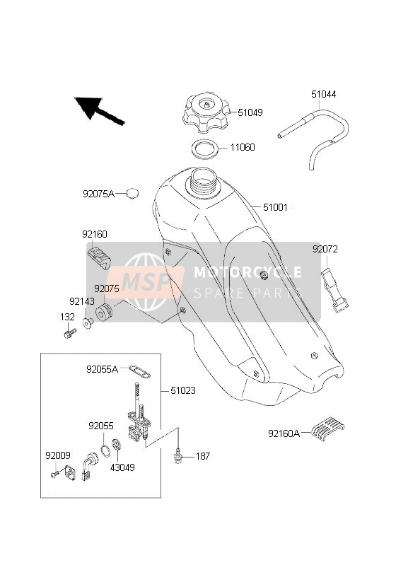 Kawasaki KDX200 2001 Fuel Tank for a 2001 Kawasaki KDX200