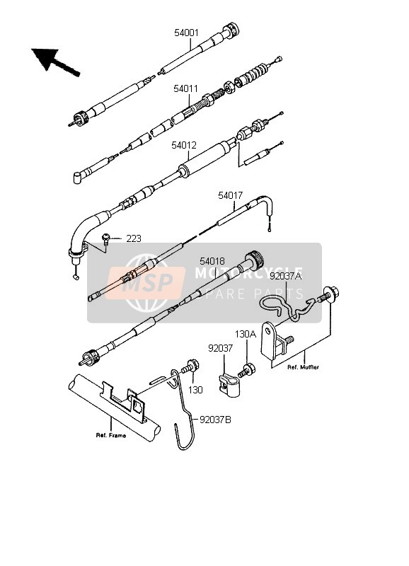 Kawasaki KMX125-LW 1995 Cables para un 1995 Kawasaki KMX125-LW