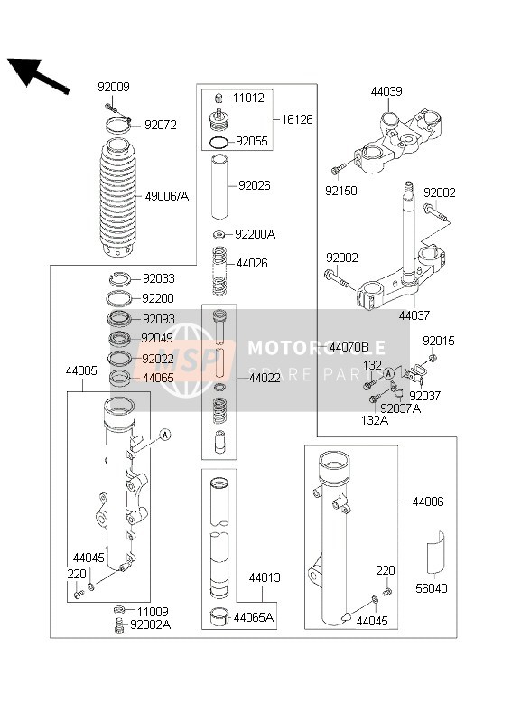 490061266BD, Boot,Fork,Black, Kawasaki, 1