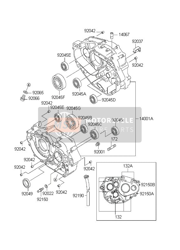 Kawasaki KLX300R 2001 Crankcase for a 2001 Kawasaki KLX300R