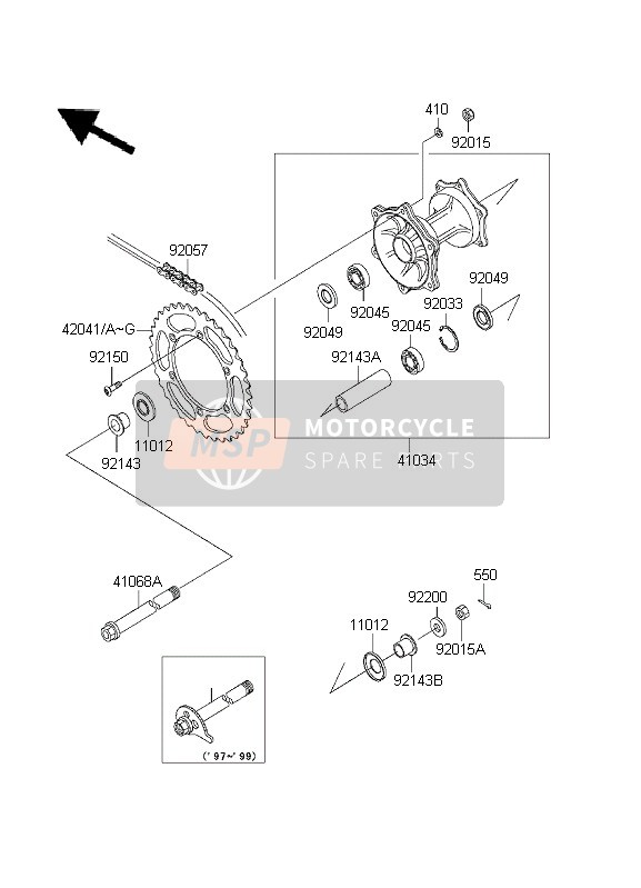 Kawasaki KLX300R 2001 Rear Hub for a 2001 Kawasaki KLX300R