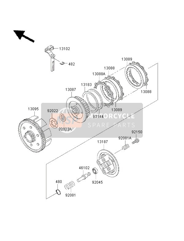 Kawasaki KMX125 2001 Embrague para un 2001 Kawasaki KMX125