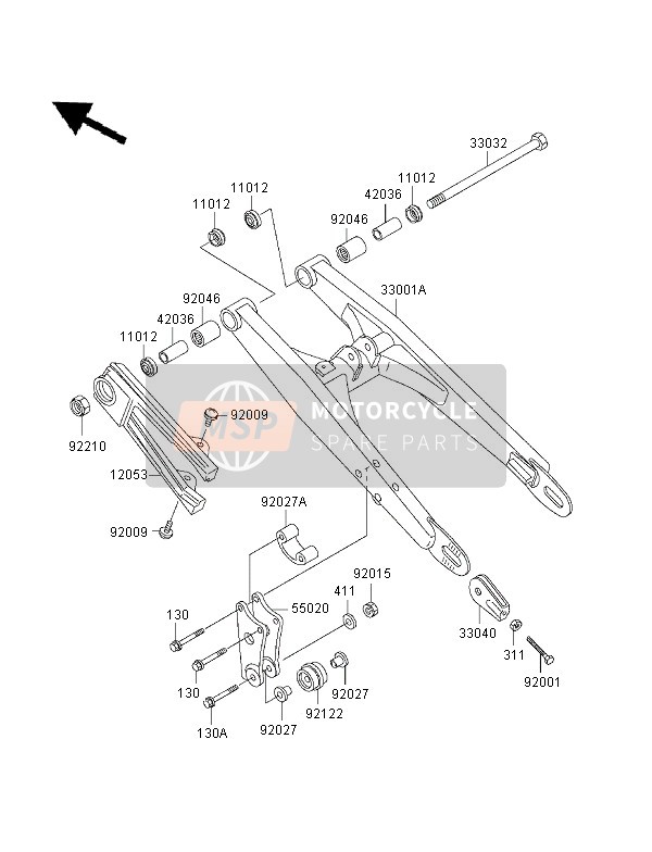 Kawasaki KX60 2001 Swing Arm for a 2001 Kawasaki KX60