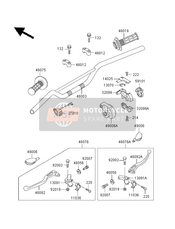 Kawasaki KX60 2001 Handlebar for a 2001 Kawasaki KX60