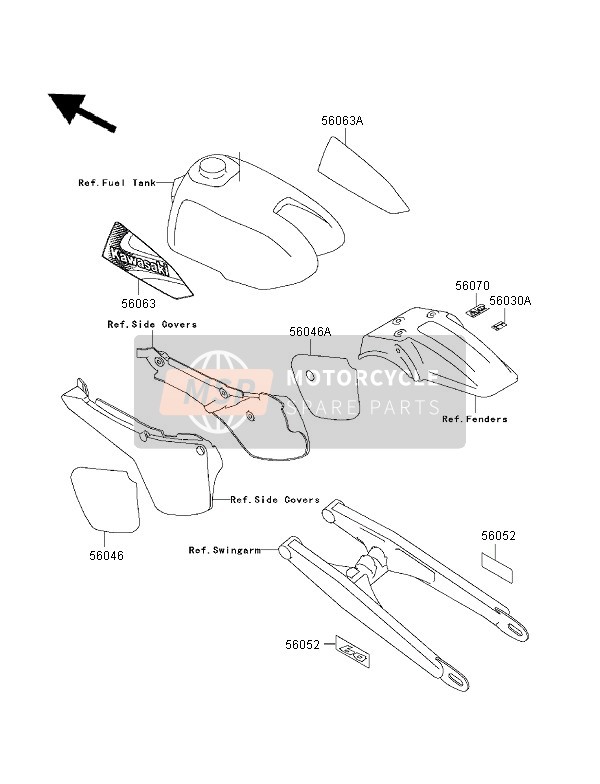 560521305, Mark,Swing Arm,60, Kawasaki, 0