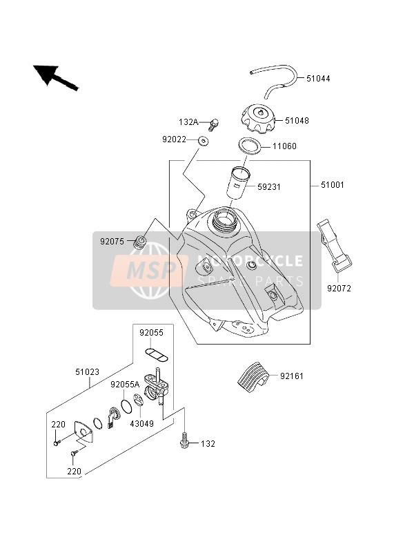 Kawasaki KX65 2001 Réservoir d'essence pour un 2001 Kawasaki KX65