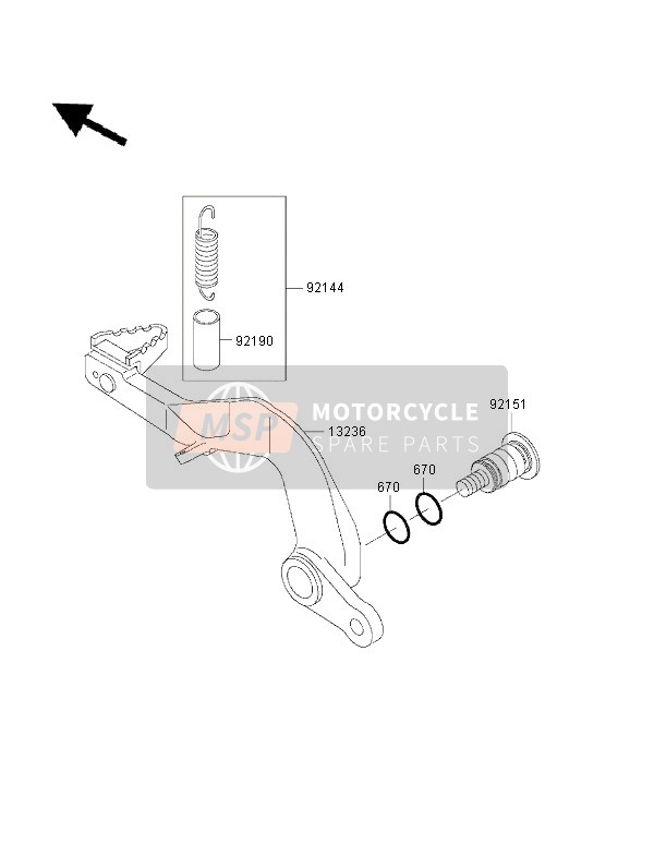 Kawasaki KX85-LW 2001 Rempedaal voor een 2001 Kawasaki KX85-LW