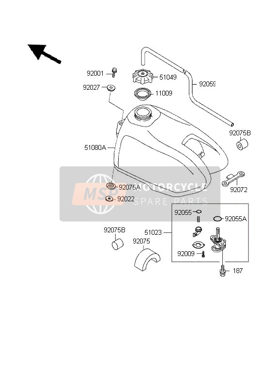 Kawasaki KX60 1995 Réservoir d'essence pour un 1995 Kawasaki KX60