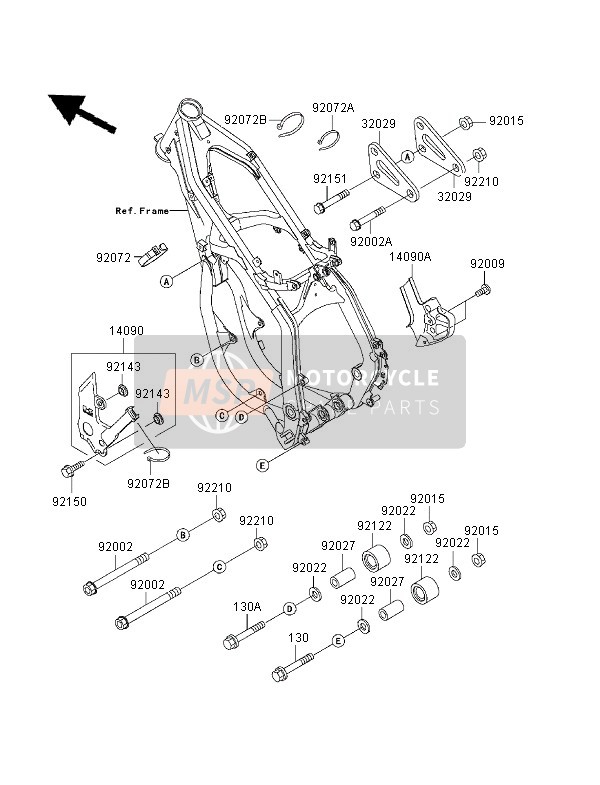 Kawasaki KX125 2001 Accesorios de marco para un 2001 Kawasaki KX125