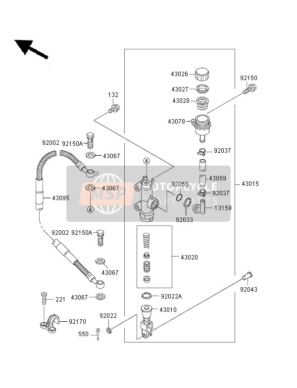 Kawasaki KX125 2001 Rear Master Cylinder for a 2001 Kawasaki KX125