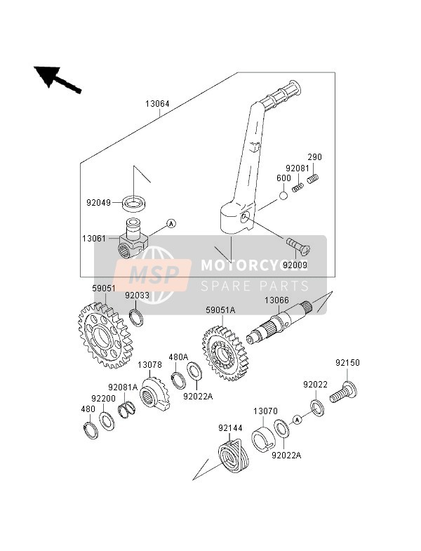 Kawasaki KX250 2001 Kick Start Mechanism for a 2001 Kawasaki KX250