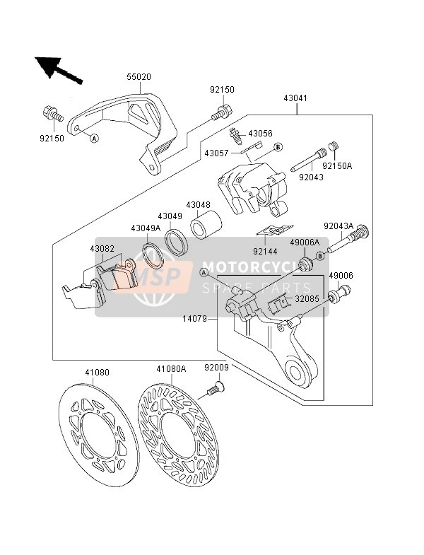 Kawasaki KX250 2001 BREMSE HINTEN für ein 2001 Kawasaki KX250