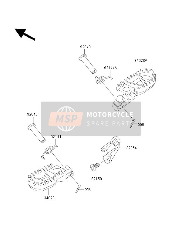 Kawasaki KX500 2001 Footrests for a 2001 Kawasaki KX500