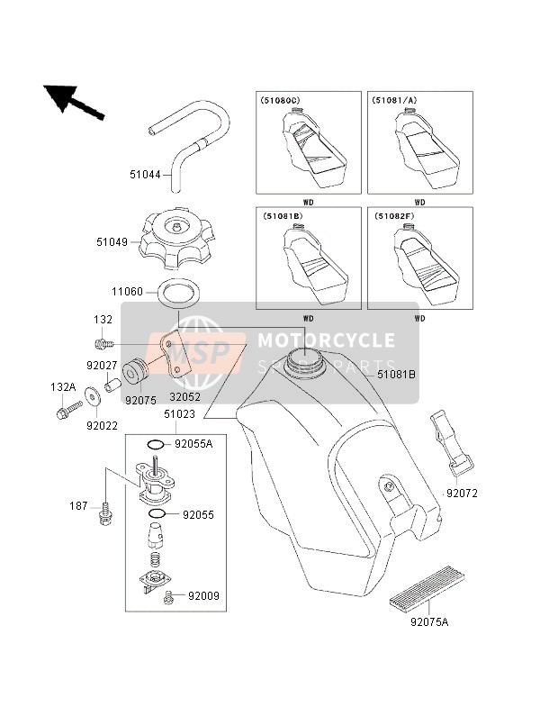 Kawasaki KX500 2001 Réservoir d'essence pour un 2001 Kawasaki KX500