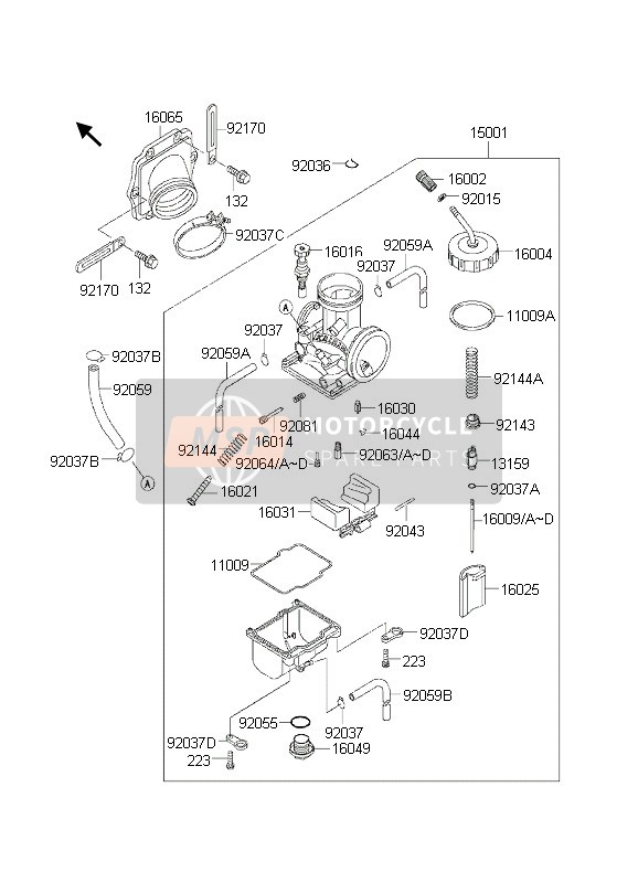 Kawasaki KDX200 2002 Carburateur pour un 2002 Kawasaki KDX200