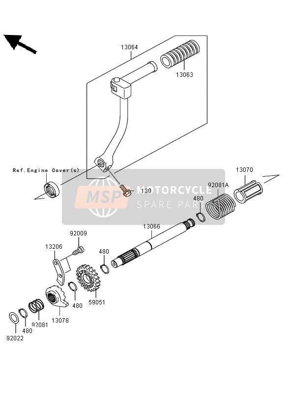 Kawasaki KLX110 2005 Kick Start Mechanisme voor een 2005 Kawasaki KLX110