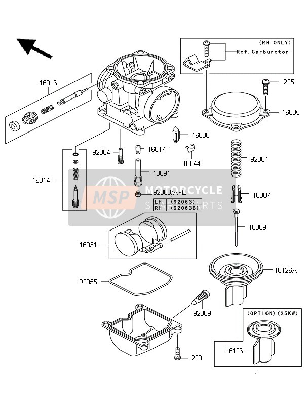 Kawasaki KLE500 2007 Partes del carburador para un 2007 Kawasaki KLE500