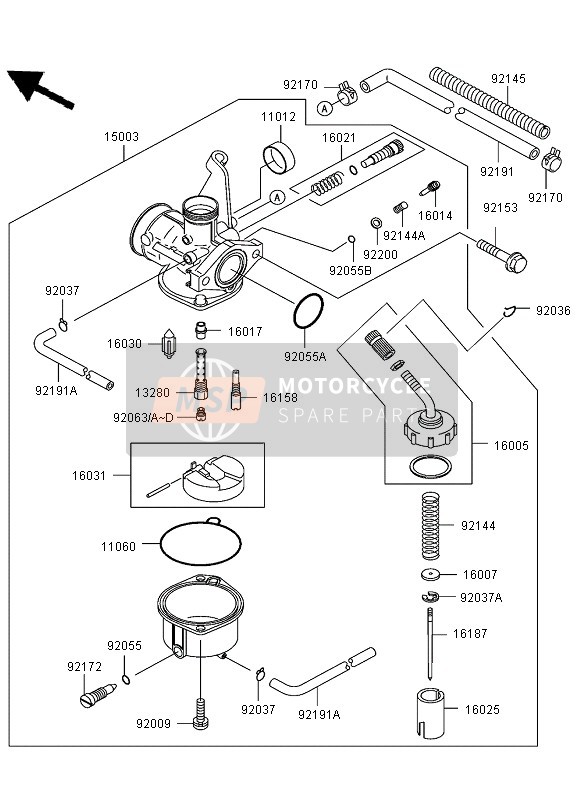 Kawasaki KLX110 2005 Carburettor for a 2005 Kawasaki KLX110