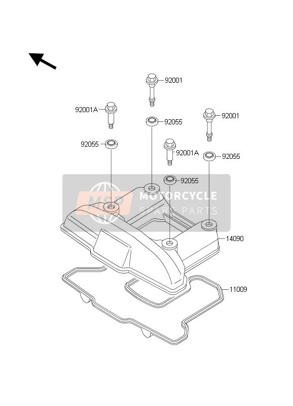 Kawasaki KLR650C 2004 Cilinderkopdeksel voor een 2004 Kawasaki KLR650C