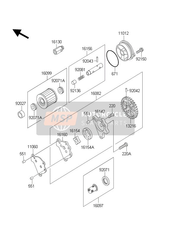 Kawasaki KLR650C 2004 Oil Pump for a 2004 Kawasaki KLR650C