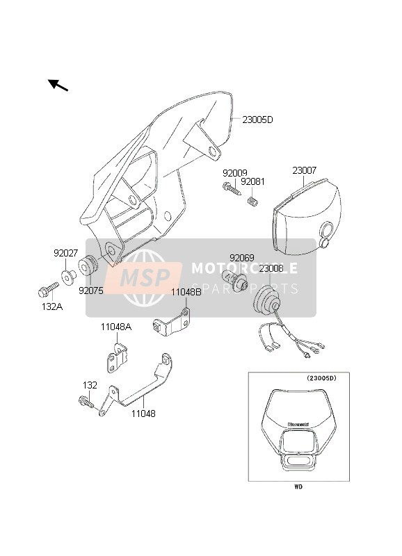 Kawasaki KDX200 2002 Headlight for a 2002 Kawasaki KDX200