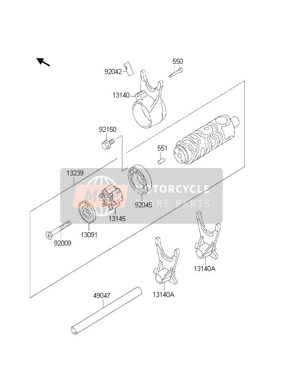 Kawasaki KLE500 2002 Gear Change Drum & Shift Fork for a 2002 Kawasaki KLE500