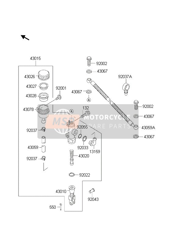 Kawasaki KLE500 2002 Rear Master Cylinder for a 2002 Kawasaki KLE500