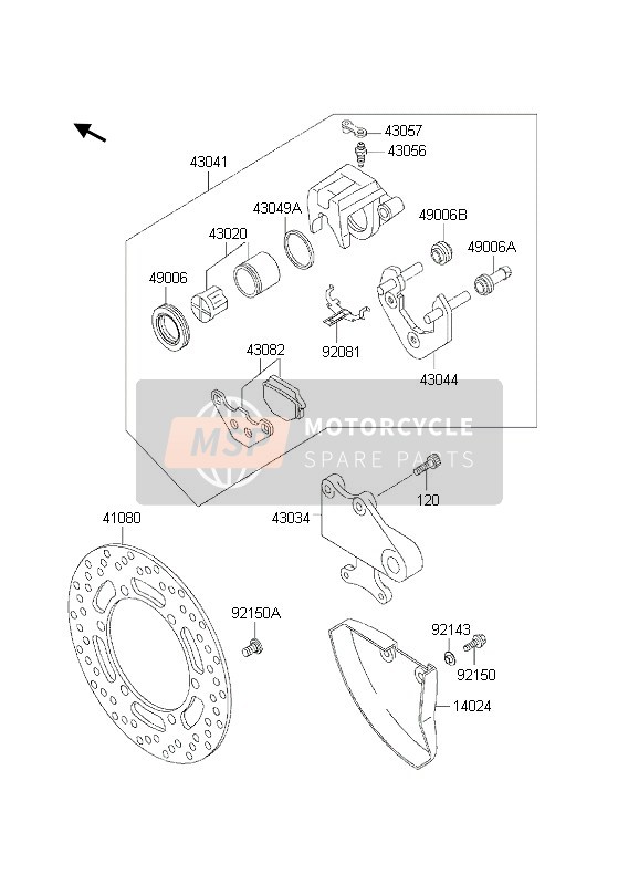 Kawasaki KLE500 2002 Freno trasero para un 2002 Kawasaki KLE500